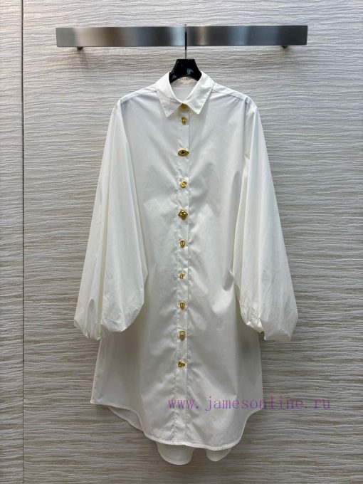 CL75585 Schiaparelli 25 Early Spring New Style Shirt Style Diverse Button Up Bubble Sleeve Dres 4tw5umur