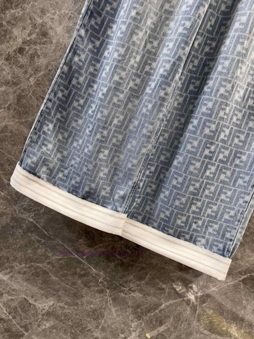 ZK60333 Fendi 25Ss Spring/Summer New Letter Printing Heavy Industry Water Washing Denim Wide Le e2grflvb - Image 8