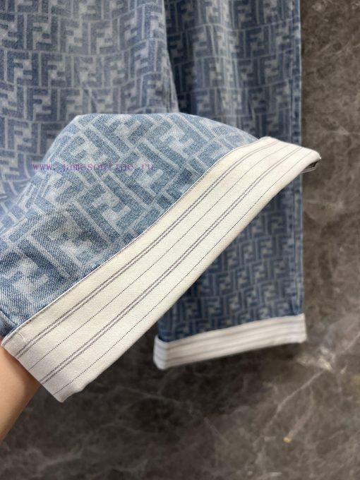 ZK60333 Fendi 25Ss Spring/Summer New Letter Printing Heavy Industry Water Washing Denim Wide Le e2grflvb - Image 9