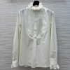 Elegant Temperament 25 Early Spring CC75780 French Fungus Lace White Shirt With U-shaped Color 9safojtl