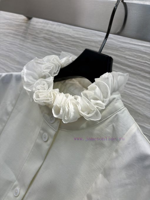 Elegant Temperament 25 Early Spring CC75780 French Fungus Lace White Shirt With U-shaped Color 9safojtl - Image 5