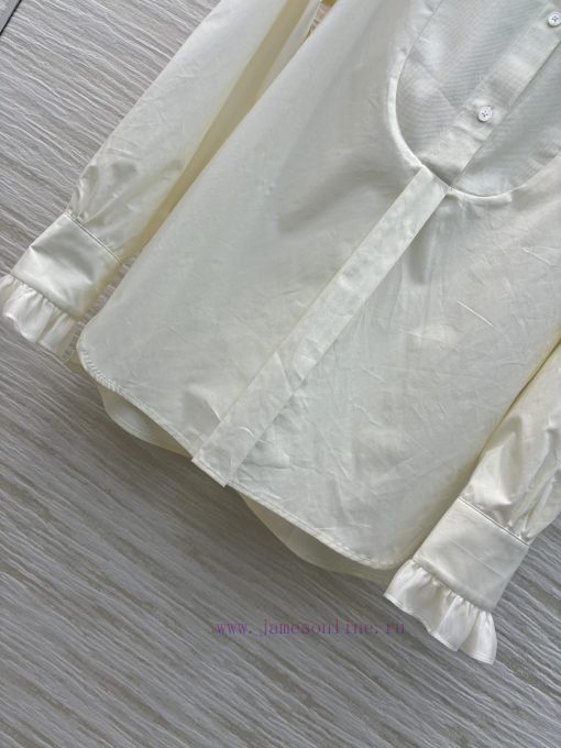 Elegant Temperament 25 Early Spring CC75780 French Fungus Lace White Shirt With U-shaped Color 9safojtl - Image 6