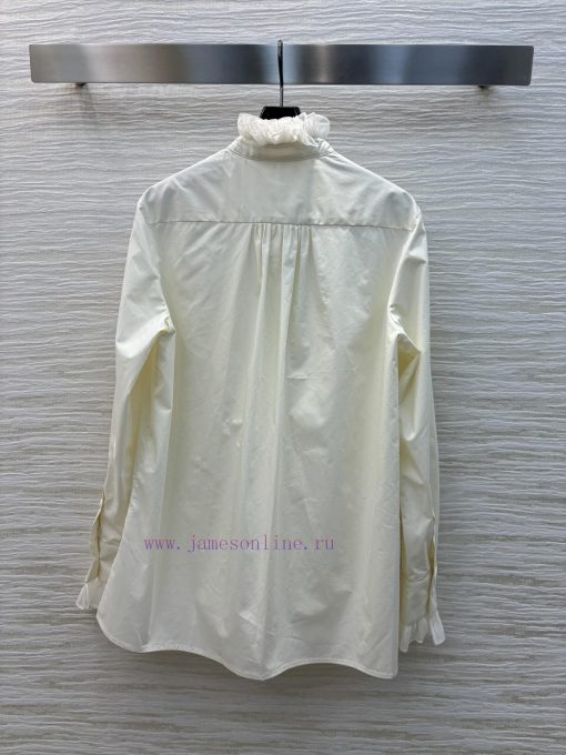 Elegant Temperament 25 Early Spring CC75780 French Fungus Lace White Shirt With U-shaped Color 9safojtl - Image 9