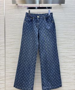 CK75789 Louis Vuitton 25 Spring/Summer New Collection Logo Jacquard Straight Leg Jeans With Wid k7j4phk2