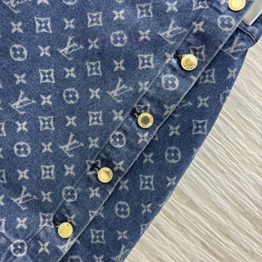 CB75788 Louis Vuitton 24 Early Spring Double Breasted Logo Jacquard Cowboy Half Skirt High Wais fc06o50f - Image 8