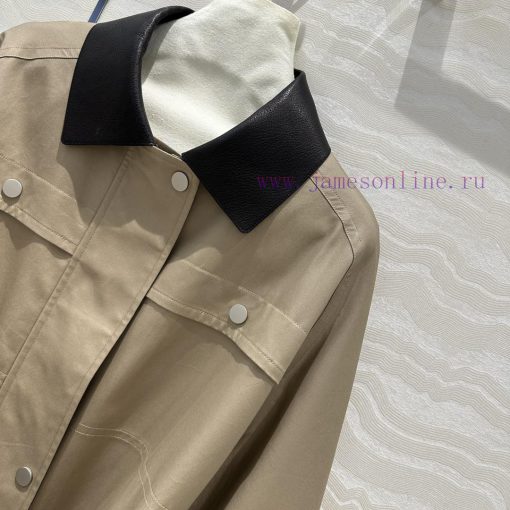 High End AW70719 H Majia Patchwork Collar Workwear Pocket Long Windbreaker With 100% Lychee Gra 17p25s95 - Image 5