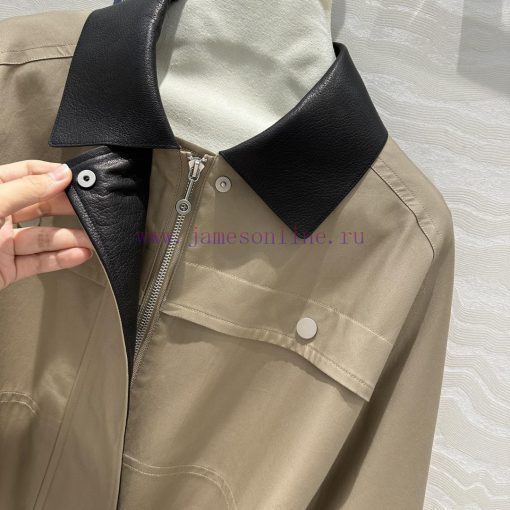 High End AW70719 H Majia Patchwork Collar Workwear Pocket Long Windbreaker With 100% Lychee Gra 17p25s95 - Image 6