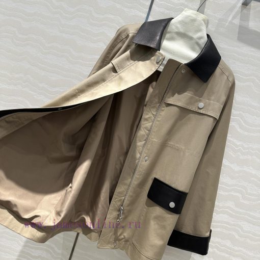 High End AW70719 H Majia Patchwork Collar Workwear Pocket Long Windbreaker With 100% Lychee Gra 17p25s95 - Image 9