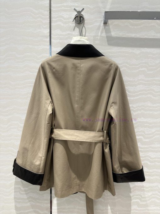 High End AW70719 H Majia Patchwork Collar Workwear Pocket Long Windbreaker With 100% Lychee Gra 17p25s95 - Image 10