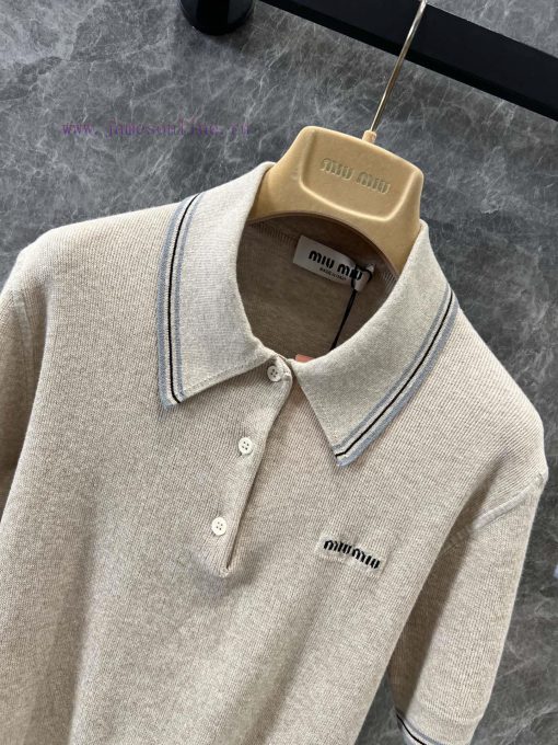 ZT60335 Mium * U 25 Spring/Summer New Product Letter Micro Label Polo Collar Short Sleeve Knitt o12gkmti - Image 4