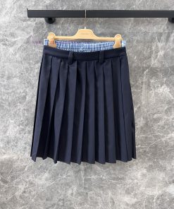 ZB60338 Mium * U 25Ss Spring/Summer New Checkered Splicing Medium Length Hundred Fold Half Skir k3qowzjh