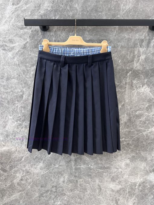 ZB60338 Mium * U 25Ss Spring/Summer New Checkered Splicing Medium Length Hundred Fold Half Skir k3qowzjh - Image 2