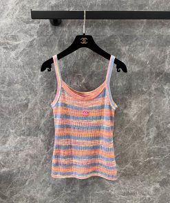 ZT60351 Chanel 25Ss Early Spring New Hollow Stripe Knitted Tank Top | Customized Wool Knitted M bichvbet