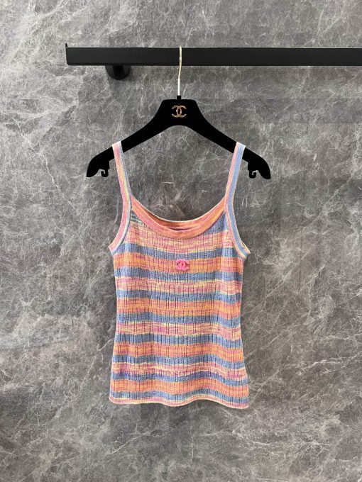 ZT60351 Chanel 25Ss Early Spring New Hollow Stripe Knitted Tank Top | Customized Wool Knitted M bichvbet
