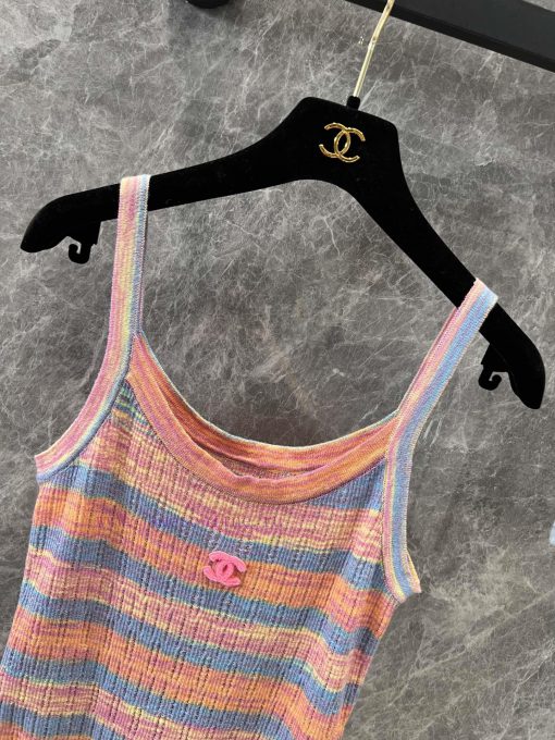 ZT60351 Chanel 25Ss Early Spring New Hollow Stripe Knitted Tank Top | Customized Wool Knitted M bichvbet - Image 4