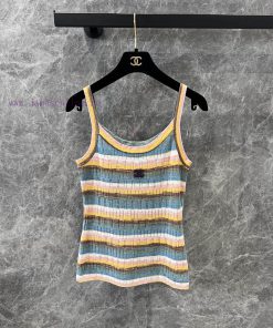 ZT60351 Chanel 25Ss Early Spring New Hollow Stripe Knitted Tank Top | Customized Wool Knitted M 1nb4lc9u