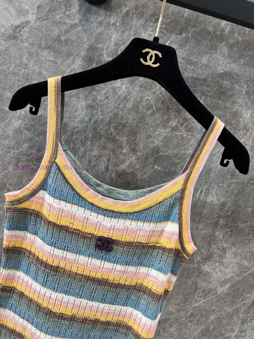 ZT60351 Chanel 25Ss Early Spring New Hollow Stripe Knitted Tank Top | Customized Wool Knitted M 1nb4lc9u - Image 4