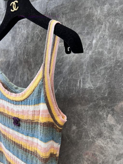 ZT60351 Chanel 25Ss Early Spring New Hollow Stripe Knitted Tank Top | Customized Wool Knitted M 1nb4lc9u - Image 7