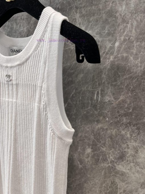 ZT60353 Chanel 25P Early Spring New 3D Pattern Knitted Tank Top | Produced U-neck Knitted Tank pyxihq0d - Image 7