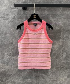 ZT60355 Chanel 25P Early Spring Hidden New Knitted Stripe Tank Top | Produced Shoulder Digging golsj4tm
