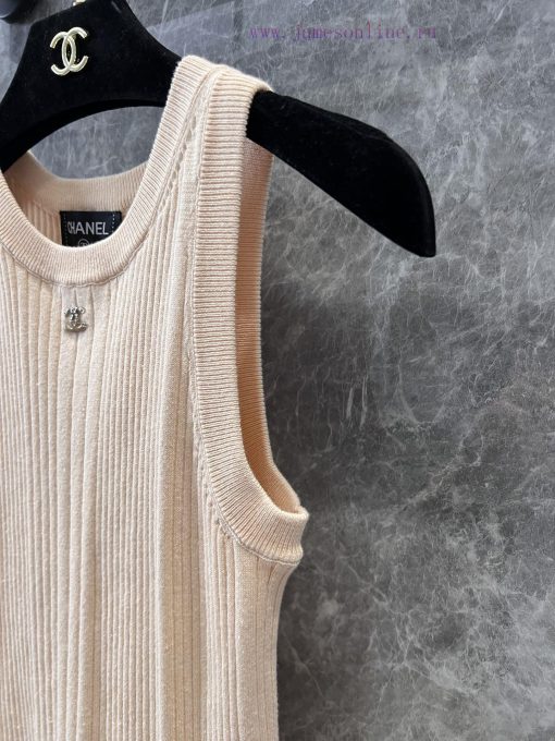 ZT60353 Chanel 25P Early Spring New 3D Pattern Knitted Tank Top | Produced U-neck Knitted Tank d2ajwyvc - Image 7