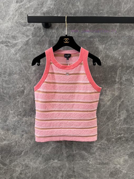 ZT60355 Chanel 25P Early Spring Hidden New Knitted Stripe Tank Top | Produced Shoulder Digging golsj4tm - Image 2