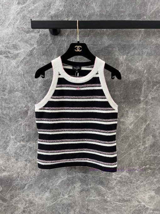 ZT60355 Chanel 25P Early Spring Hidden New Knitted Stripe Tank Top | Produced Shoulder Digging 42tlql69 - Image 2