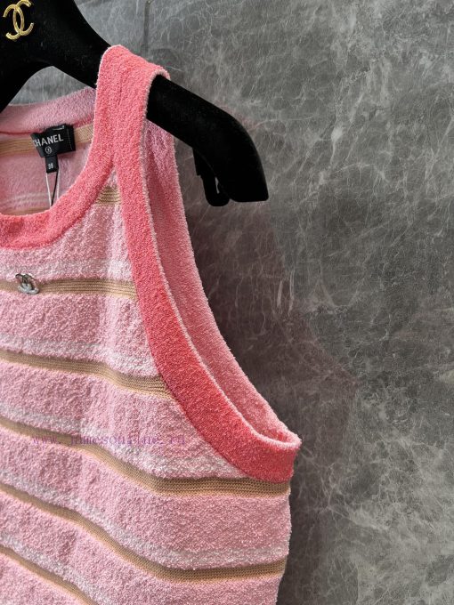 ZT60355 Chanel 25P Early Spring Hidden New Knitted Stripe Tank Top | Produced Shoulder Digging golsj4tm - Image 7