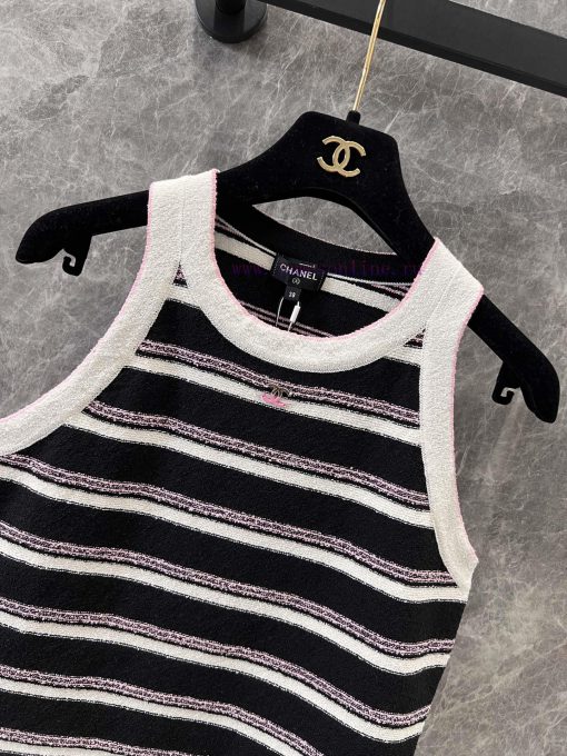 ZT60355 Chanel 25P Early Spring Hidden New Knitted Stripe Tank Top | Produced Shoulder Digging 42tlql69 - Image 4