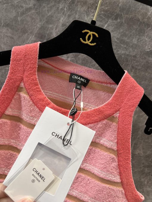 ZT60355 Chanel 25P Early Spring Hidden New Knitted Stripe Tank Top | Produced Shoulder Digging golsj4tm - Image 9