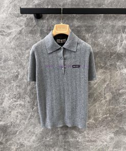 ZT60357 Miu Miu 25Ss Early Spring New Micro Label Hollow Polo Short Sleeve Knitted Shirt 丨 YB D aj2gyqal