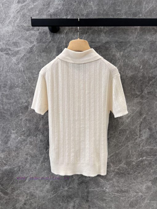 ZT60357 Miu Miu 25Ss Early Spring New Micro Label Hollow Polo Short Sleeve Knitted Shirt 丨 YB D l9bbz6gy - Image 3