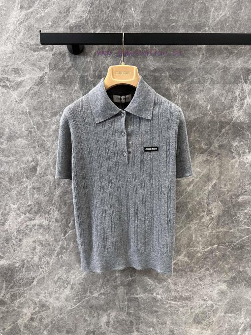 ZT60357 Miu Miu 25Ss Early Spring New Micro Label Hollow Polo Short Sleeve Knitted Shirt 丨 YB D aj2gyqal - Image 2