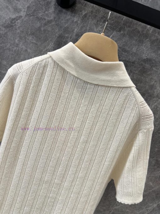 ZT60357 Miu Miu 25Ss Early Spring New Micro Label Hollow Polo Short Sleeve Knitted Shirt 丨 YB D l9bbz6gy - Image 5