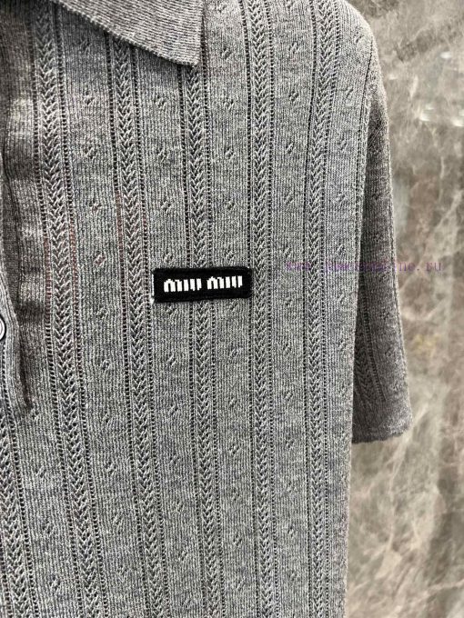 ZT60357 Miu Miu 25Ss Early Spring New Micro Label Hollow Polo Short Sleeve Knitted Shirt 丨 YB D aj2gyqal - Image 6