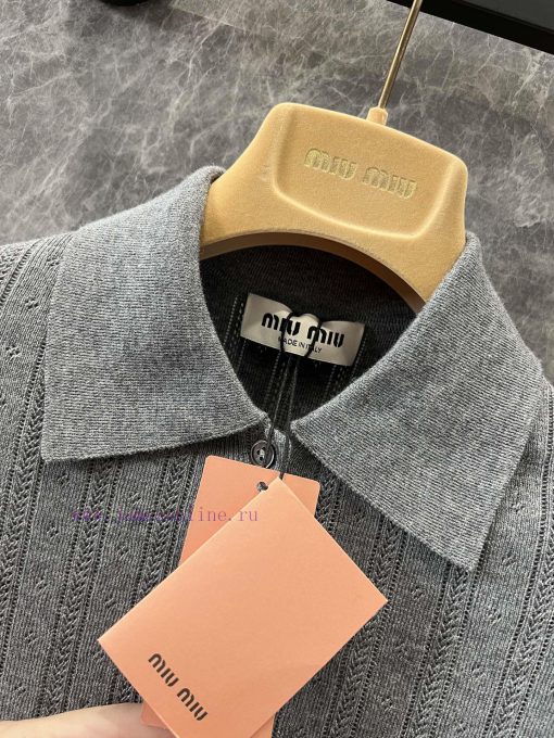 ZT60357 Miu Miu 25Ss Early Spring New Micro Label Hollow Polo Short Sleeve Knitted Shirt 丨 YB D aj2gyqal - Image 9