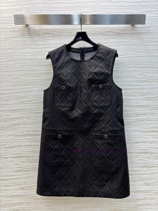 CL75821 Chanel 25 Spring/Summer Lingge Sheepskin Non - 䄂 Dress Round Neck Four Pocket Design Sh 4x9acx4c