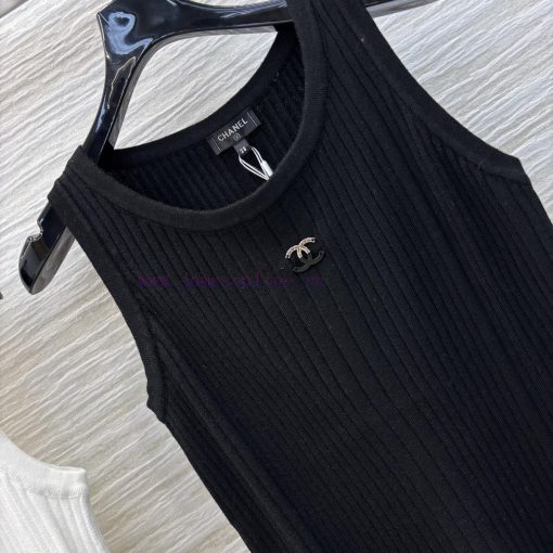 CL75820 Chanel 25 Spring/Summer New Product Solid Color Vertical Knitted Tank Top Skirt With De 40ngk854 - Image 7