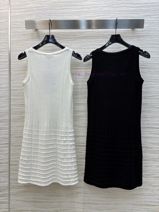 CL75820 Chanel 25 Spring/Summer New Product Solid Color Vertical Knitted Tank Top Skirt With De 40ngk854 - Image 9