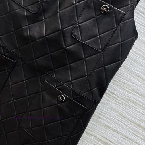 CL75821 Chanel 25 Spring/Summer Lingge Sheepskin Non - 䄂 Dress Round Neck Four Pocket Design Sh 4x9acx4c - Image 8