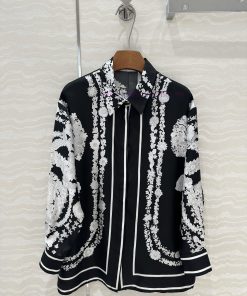 AC75833 Hermes 25s Early Spring New Product Brides Gala En Fleurs Printed Silk Shirt With 100% vrpiew4a