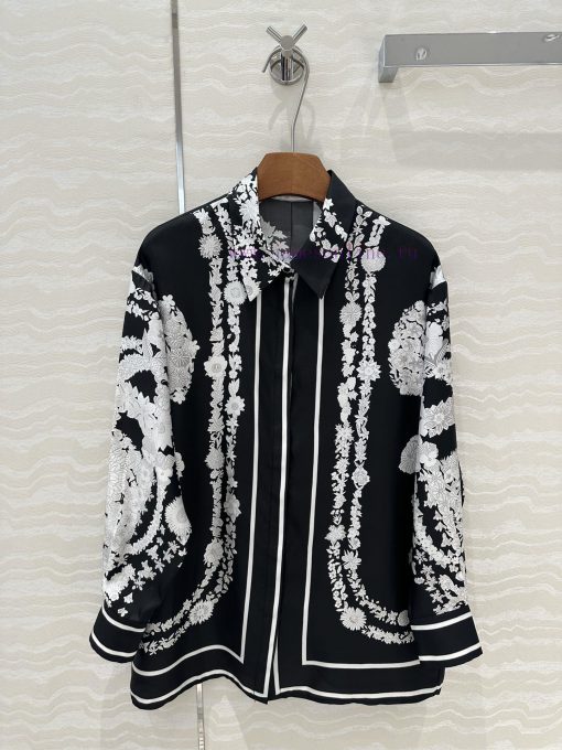 AC75833 Hermes 25s Early Spring New Product Brides Gala En Fleurs Printed Silk Shirt With 100% vrpiew4a