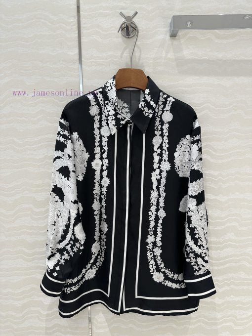AC75833 Hermes 25s Early Spring New Product Brides Gala En Fleurs Printed Silk Shirt With 100% vrpiew4a - Image 2