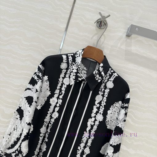 AC75833 Hermes 25s Early Spring New Product Brides Gala En Fleurs Printed Silk Shirt With 100% vrpiew4a - Image 3