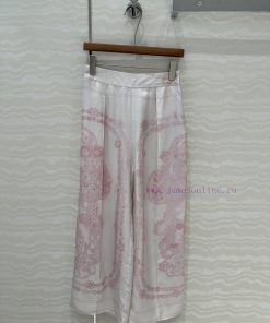 A75832 Hermes 25s Early Spring New Product Brides Gala En Fleurs Printed Silk Wide Leg Straight x7sagfdm