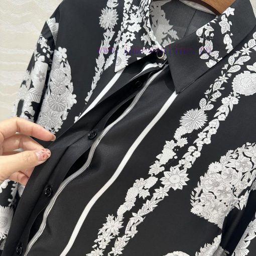 AC75833 Hermes 25s Early Spring New Product Brides Gala En Fleurs Printed Silk Shirt With 100% vrpiew4a - Image 8