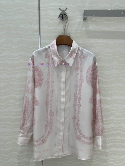 AC75833 Hermes 25s Early Spring New Product Brides Gala En Fleurs Printed Silk Shirt With 100% dnffqq5e - Image 2