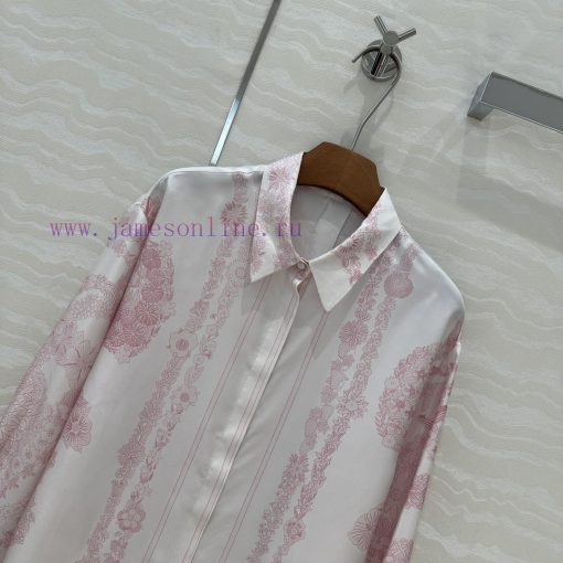AC75833 Hermes 25s Early Spring New Product Brides Gala En Fleurs Printed Silk Shirt With 100% dnffqq5e - Image 3