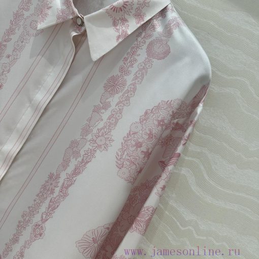 AC75833 Hermes 25s Early Spring New Product Brides Gala En Fleurs Printed Silk Shirt With 100% dnffqq5e - Image 4