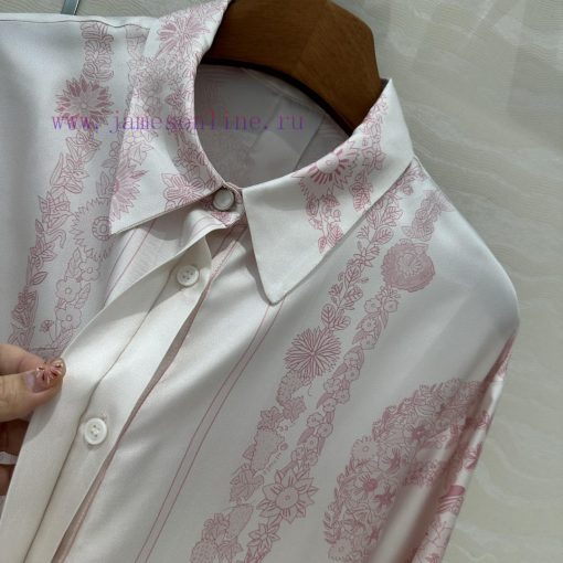 AC75833 Hermes 25s Early Spring New Product Brides Gala En Fleurs Printed Silk Shirt With 100% dnffqq5e - Image 5
